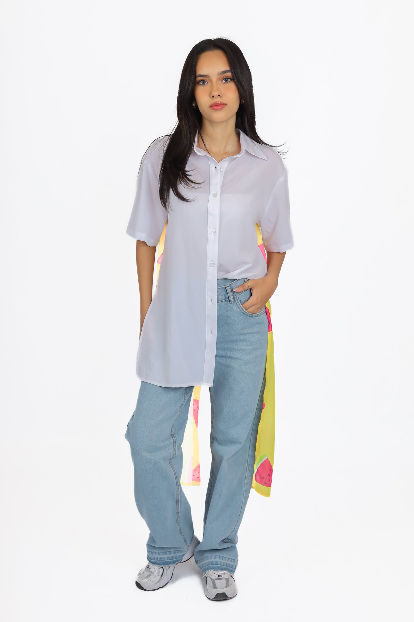 shirt fruit back chiffon half sleeve